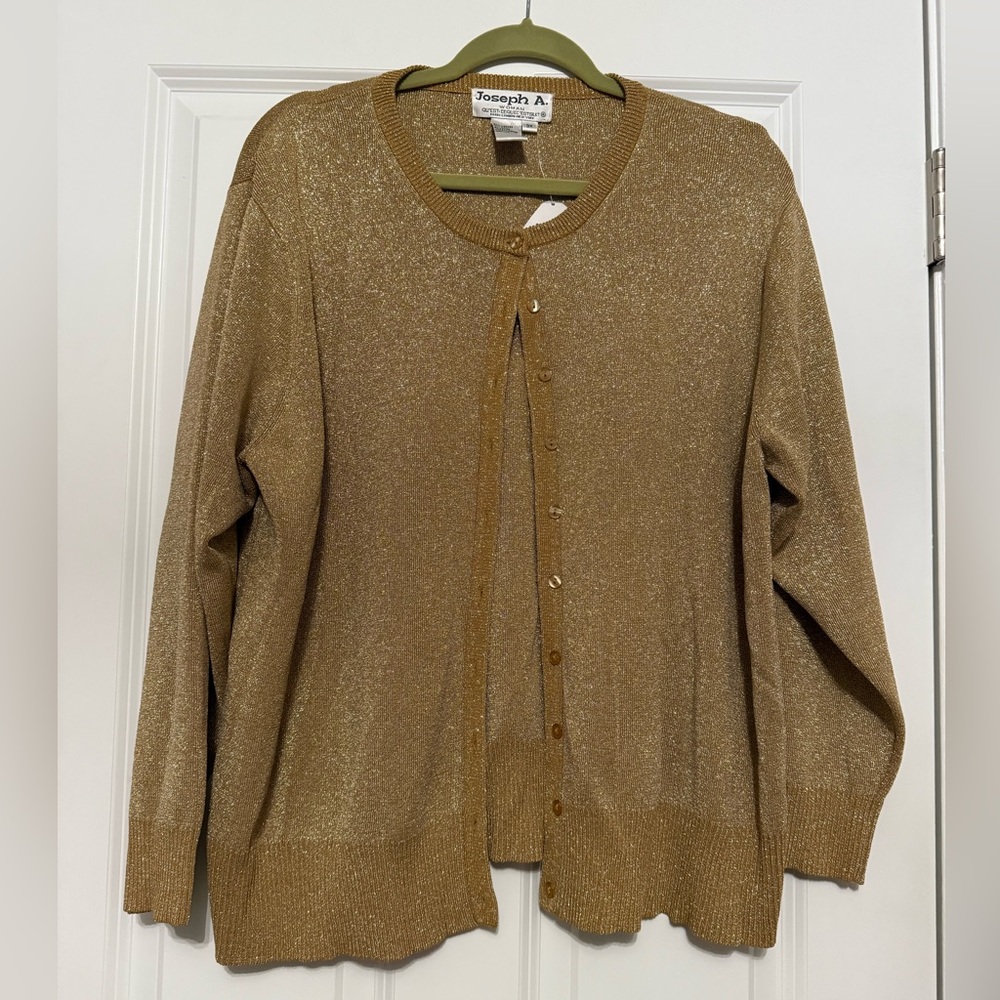 Joseph A Gold Sparkly Cardigan - Size 3X